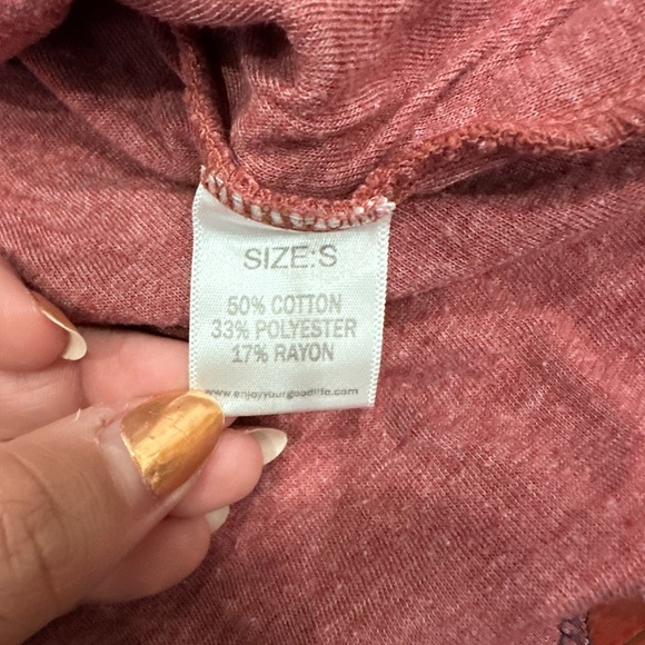 Good Life Orange Long Sleeve Cotton Blend Crew Neck Shirt USA Size Small - Picture 4 of 4